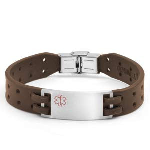 Bravo Medical Brown Leather ID Bracelet