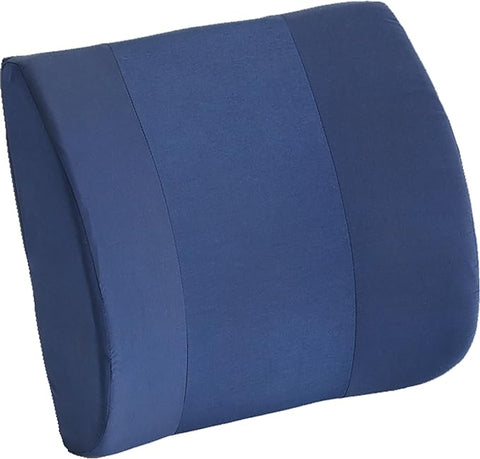 NOVA Lumbar Back Cushion in Memory Foam, Contoured Back Seat Support Pillow for Office Chair and Car, Removable & Washable Cover, Color - Navy Blue